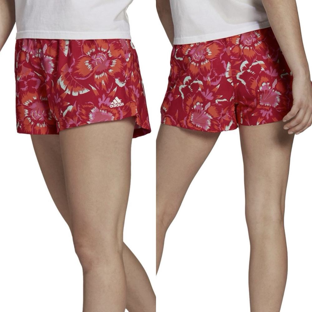 Adidas X Farm Rio Pink Floral 3” Athletic Shorts Womens S Small - Picture 2 of 6